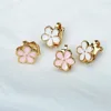 Korean Cute Enamel Flower Clip On Earrings Without Piercing Party No Hole Earcuffs For Women Small Floral Jewelry 1