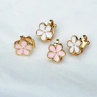Korean Cute Enamel Flower Clip On Earrings Without Piercing Party No Hole Earcuffs For Women Small Floral Jewelry 1