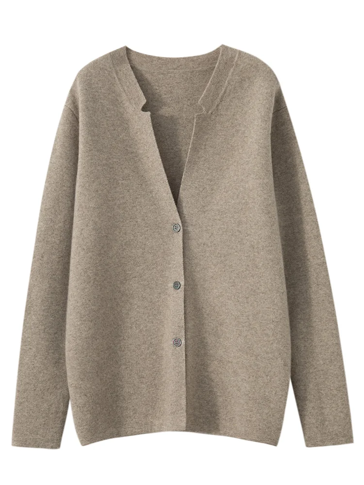 Description Picture 5 of itemAddonee Mne's V-neck Sweater Coat Spring Autumn 100% Merino Wool Cardigan Smart Casual Comfort Coat Cashmere Knitwear Fashion