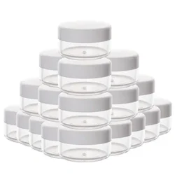 Set of 50 Portable Clear Cosmetic Jars - 10g (White)