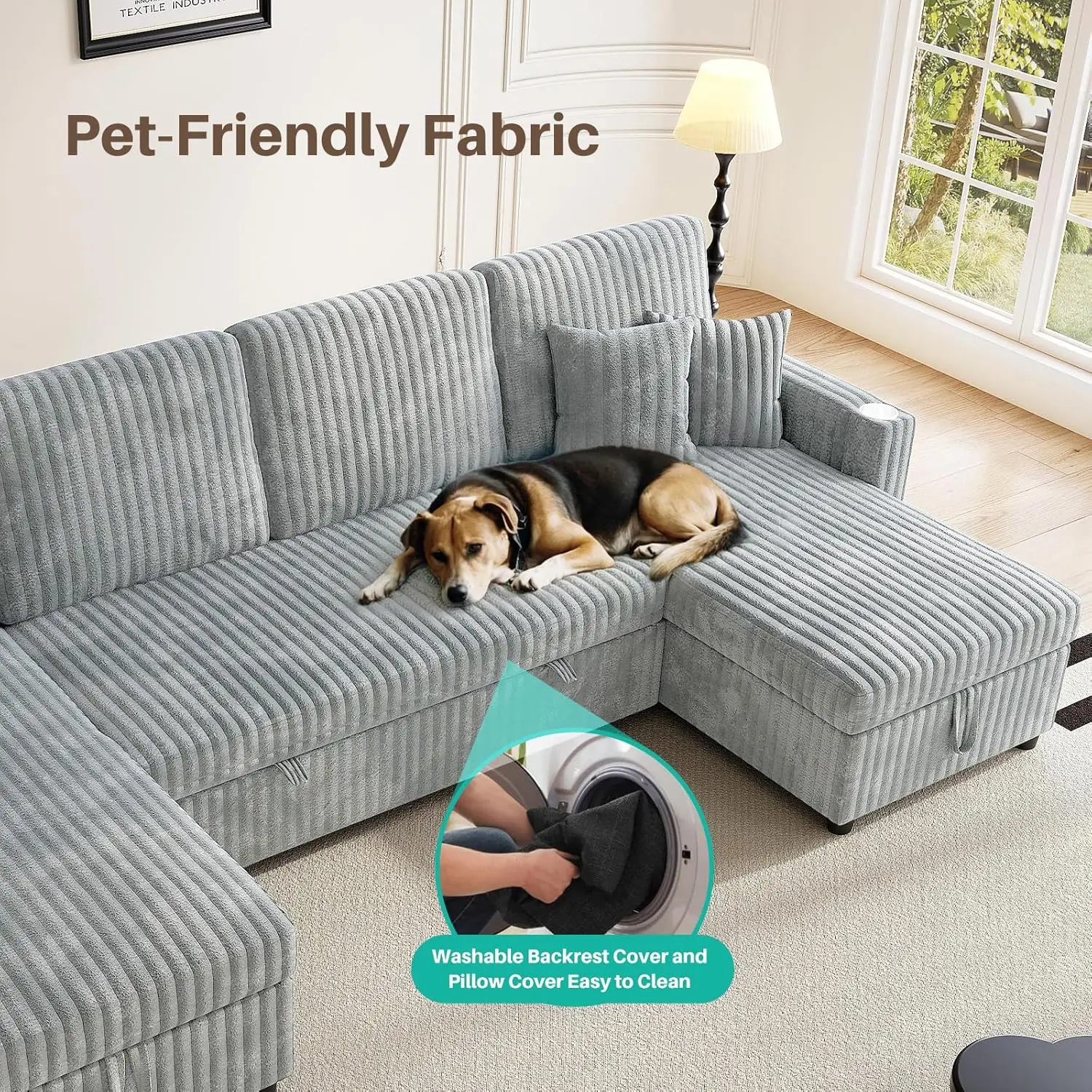 Convertible U-Shaped Sleeper Sofa 4