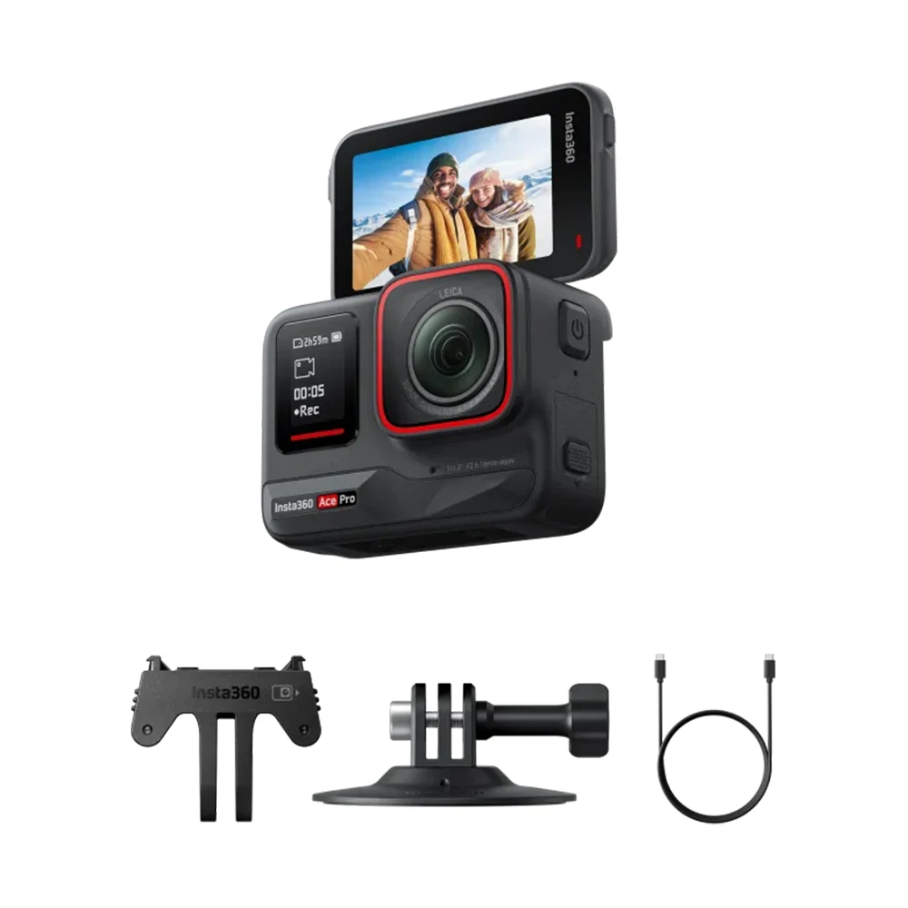 Action Camera Insta360 Ace Pro Waterproof Co-engineered with Leica 1/1.3" Sensor and AI Noise Reduction