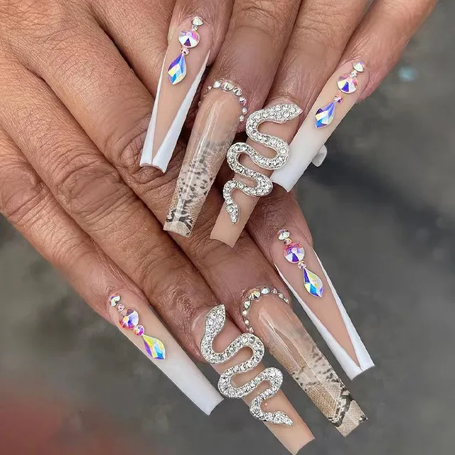 24Pcs-Long-Coffin-False-Nails-with-Glue-Wearable-Brown-Fake-Nails-with-Rhinestones-Ballet-Press-on jpg