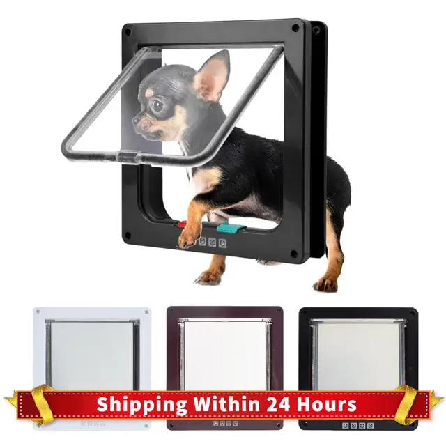 Puppy Kitten Safety In&out Pet Door with 4 Way Security Lock ABS Plastic Small Pet Gate Dog Cat Kitten Flap Door Safety Pet Door Puppy Kitten Safety In&out Pet Door with 4 Way Security Lock ABS Plastic Small Pet Gate Dog Cat Kitten Flap Door Safety Pet Door