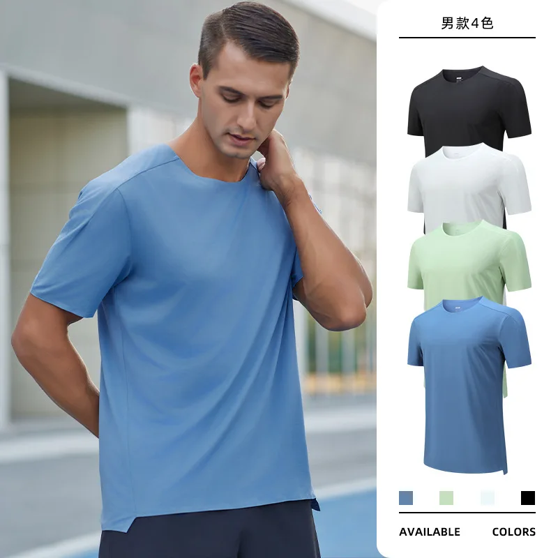 2024 Summer Men's Lightweight Quick Drying Running T-shirt,Elastic loose fitting Training Fitness Sports Short Sleeves