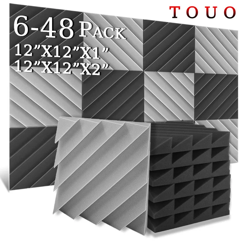 6-48 Pcs TOUO Diamond Groove Acoustic Foam High-Density Soundproof Material Sound Absorbing Treatment Ktv acoustic foam panels