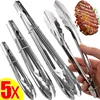 5/1Pcs Non-Slip Stainless Steel Food Tongs Salad Bread Clamps Cooking Tools Barbecue Meat Tongs Serving Clips Kitchen Gadgets
