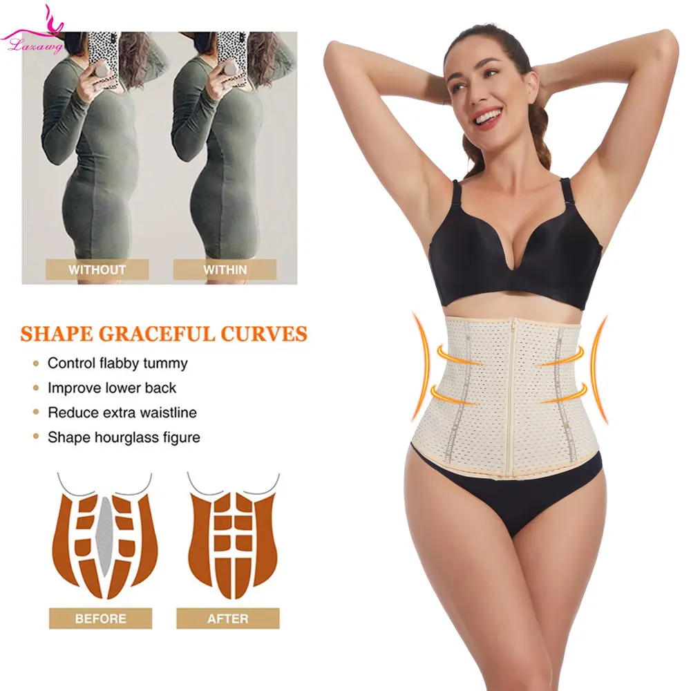 LAZAWG Waist Trainer for Women Belly Control Belt Slimming Waist Cincher Fitness Tummy Control Girdle Ladies Body Shaper Workout