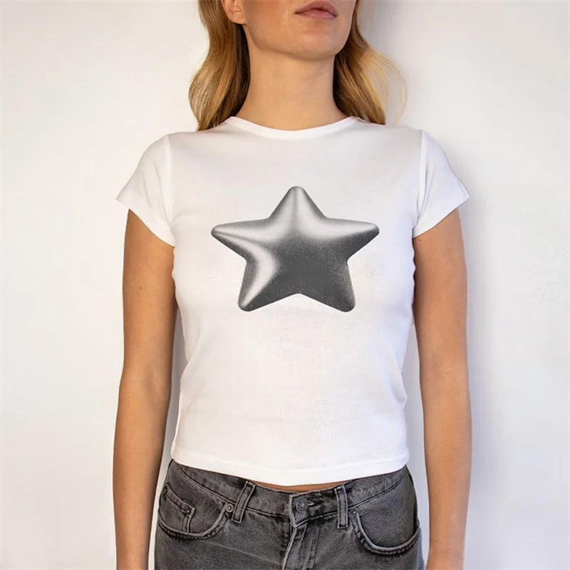 

Y2k Детские футболки с графическим рисунком звезд для женщин подростковые укороченные топы с принтом винтажные в стиле 90-х эстетические гранж футболки летние рубашки