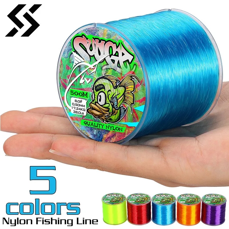 Fishing Line Sougayilang Fishing Line 500M Super Strong 5 Colors 0.14-0.50mm Nylon for Outdoor Sports Equipment Tackle
