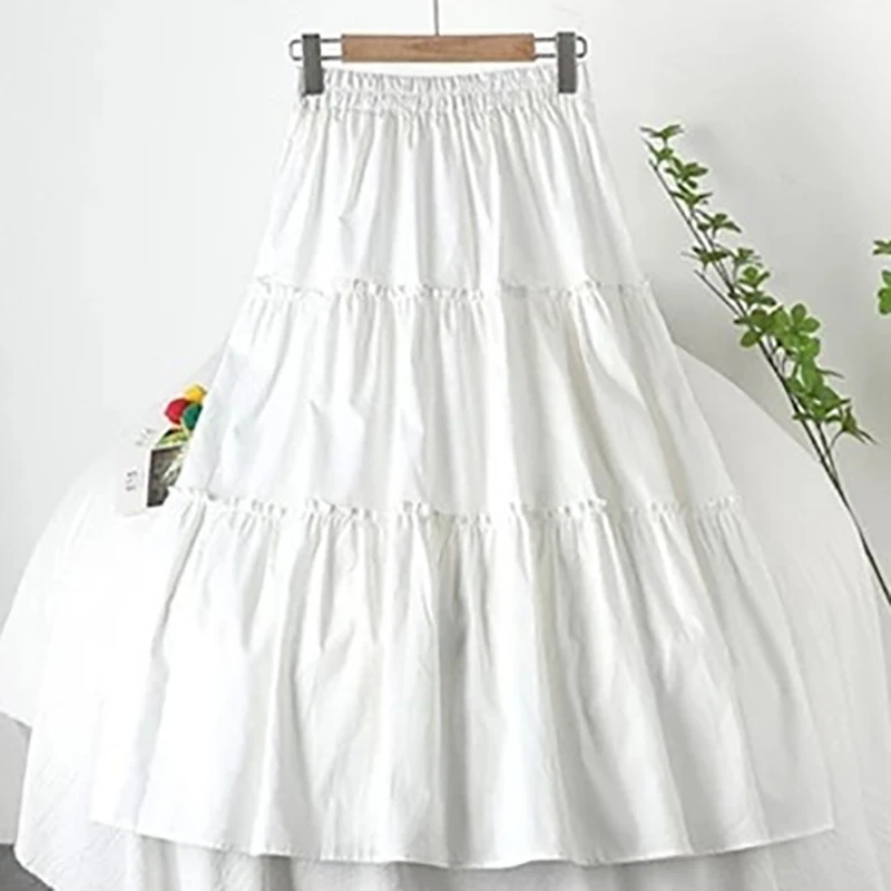 Fungus Skirts Womens 2021 New Spring Summer Korean Style Large Swing A-Line Skirt High Waist Casual Cotton Cake Skirts For Women plaid skirt Skirts