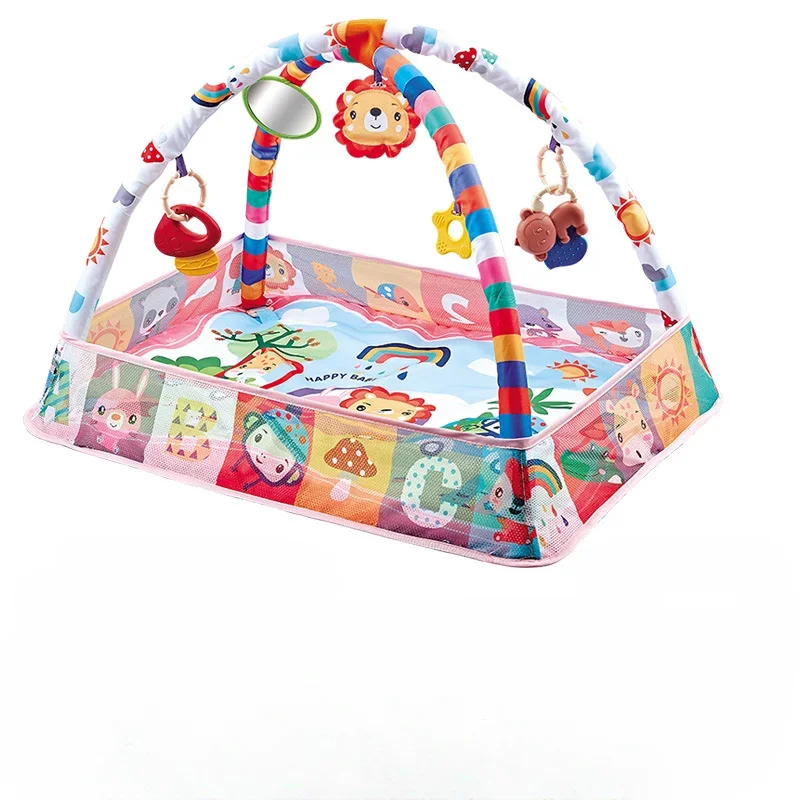 Baby 3 in 1 Fitness Frame Game Blanket Multifunctional Cartoon Play Crawling Mat Tortoise Lion Ocean Ball pool 0-18 Months Toys