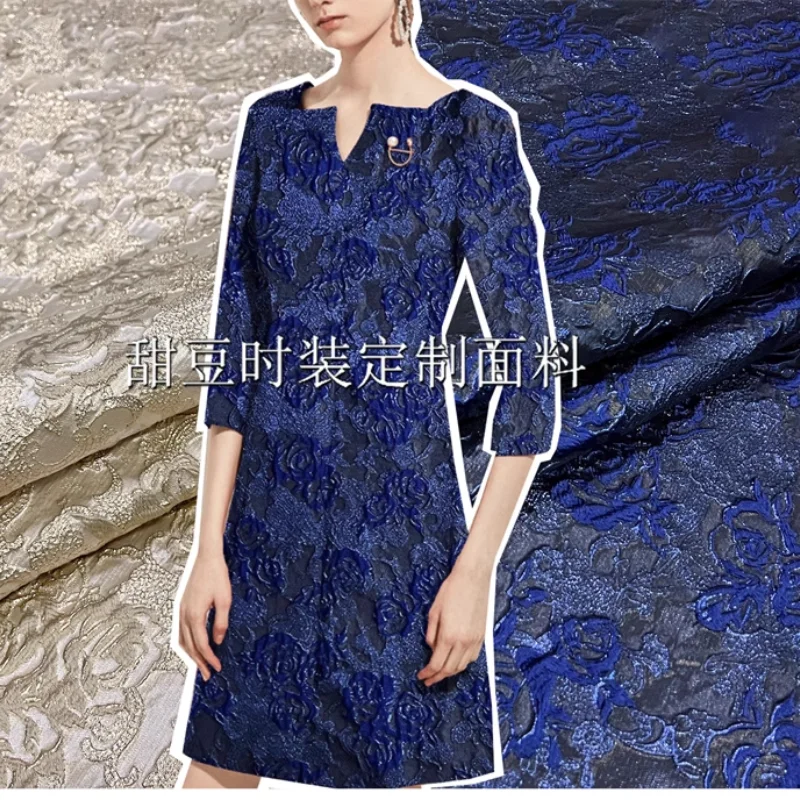 

Golden Silk Yarn-dyed Jacquard Brocade Fabric Dress Windbreaker Clothing Cloth for Dress Diy Sewing Material by the Yard