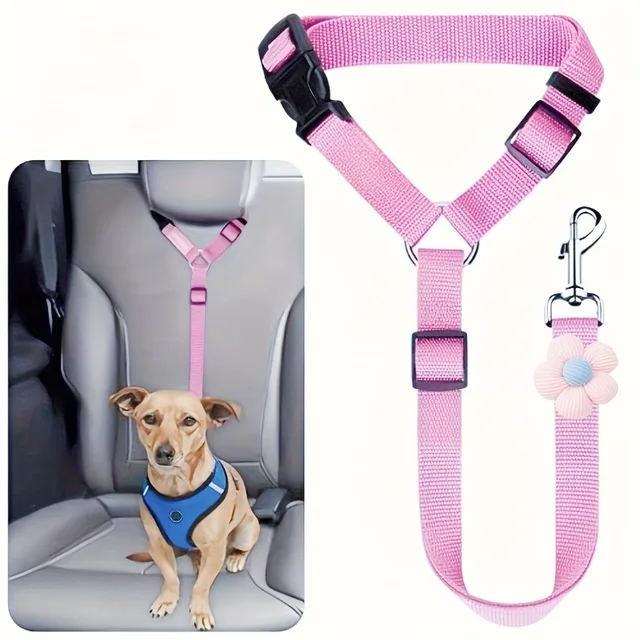 Adjustable Pet Safety Seatbelt Leash for Dogs and Cats - Convenient Car Headrest Tether, Retractable Pet Lead for Home Travel 2