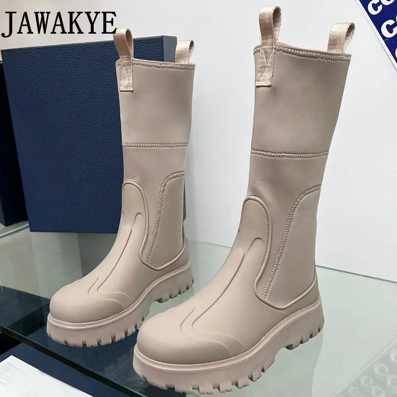 

Winter New Arrival Elastic Long Boots Men & Women's Thick Sole Chelsea Boots Unisex Lover's Shoes Knee Boots for Men 35-45