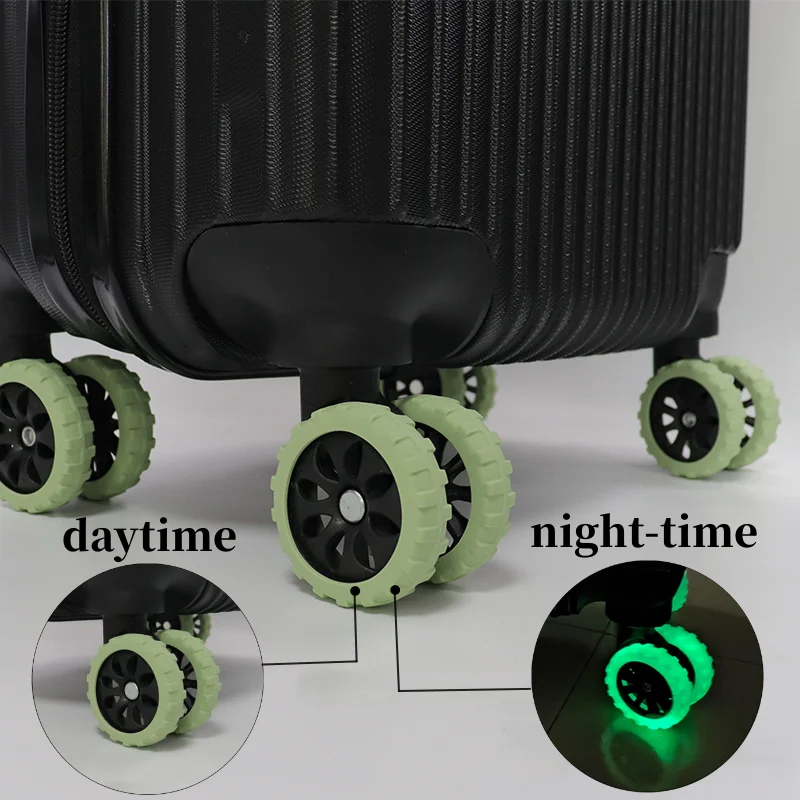 8Pcs Luminous Silicone Luggage Wheels Cover Chair Suitcase Wheel Protection Case With Silent Sound Travel Luggage Caster Shoes