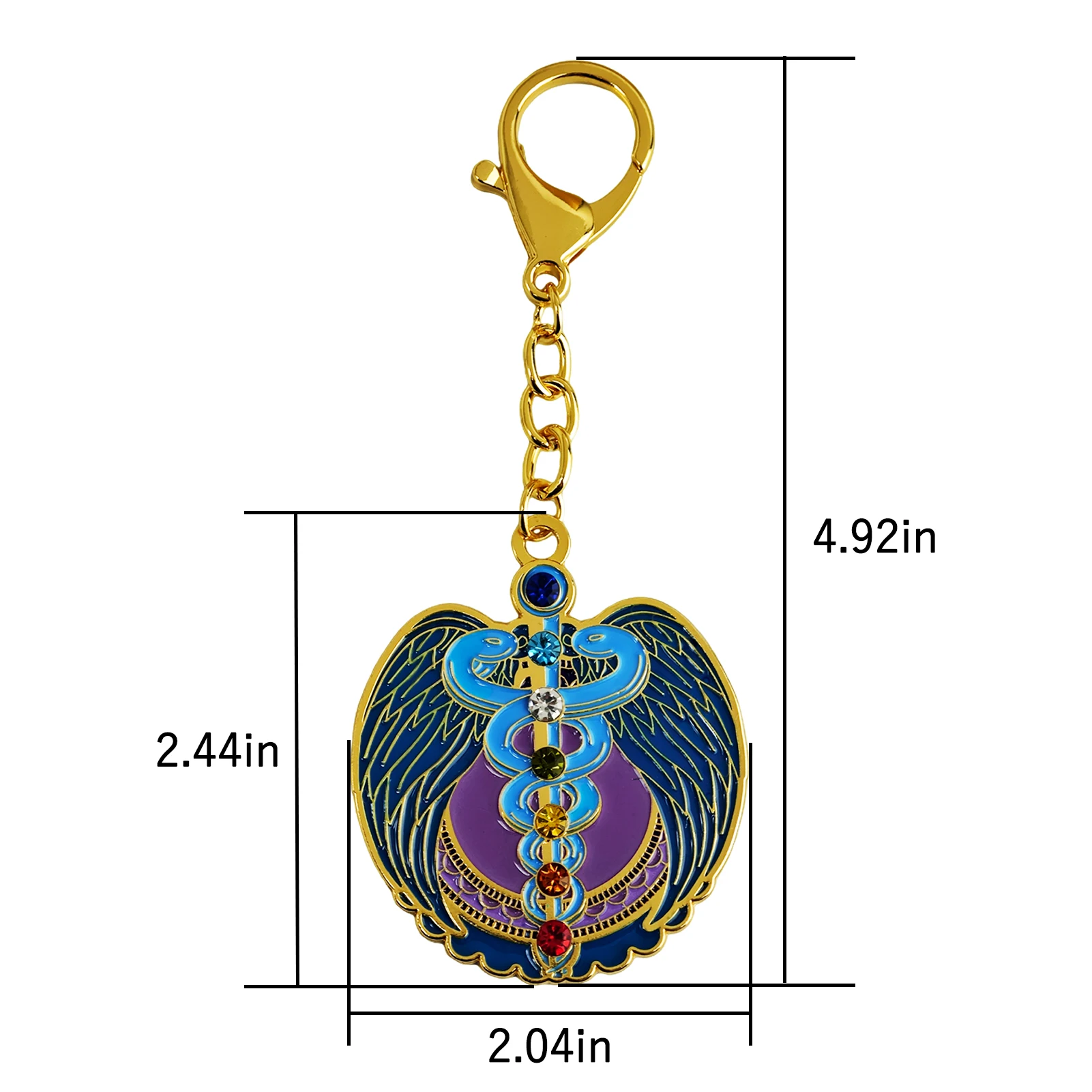 Feng Shui 7 Chakra Snake Amulet Jewels Life Force Keychain Healing Key Chain 2