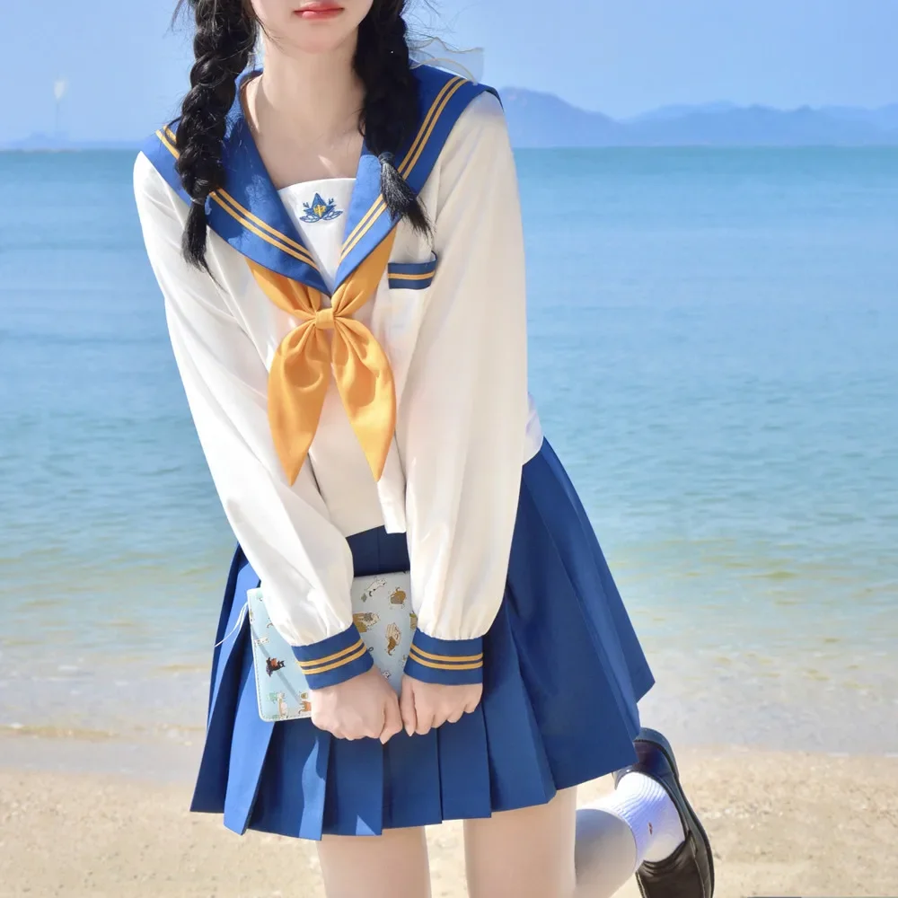 

Japanese Schoolgirls Sailor Top Tie Pleated Skirt Outfit Women School Uniform Dress Cosplay Costume Japan Anime Girl Lady Lolita