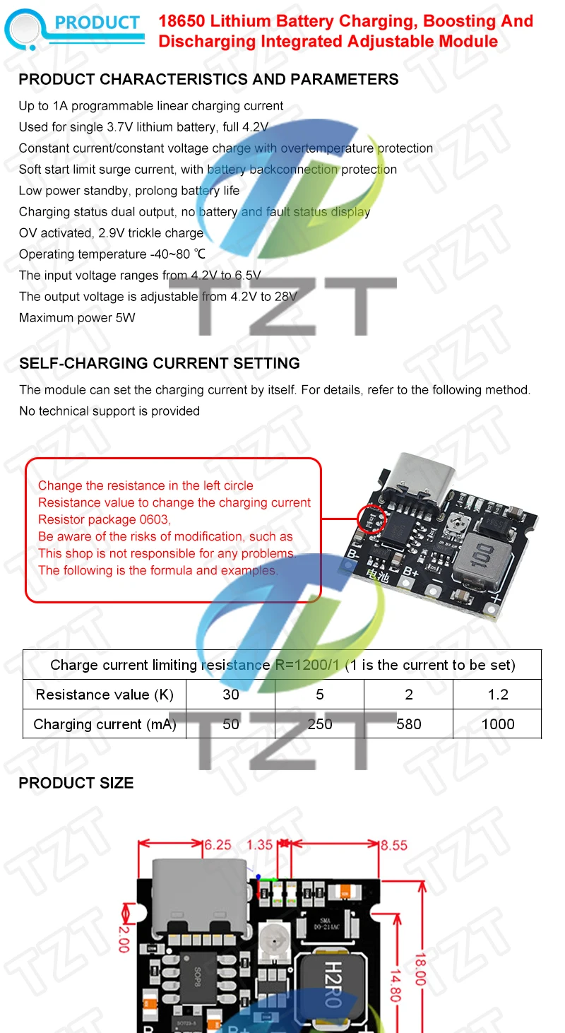 TZT 1/3/5PCS Typ-C USB Lithium Li-Ion 18650 3,7 V 4,2 V Batterie Ladegerät Bord DC-DC Step Up Boost Modul TP4056 DIY Kit Teile – Detail 6