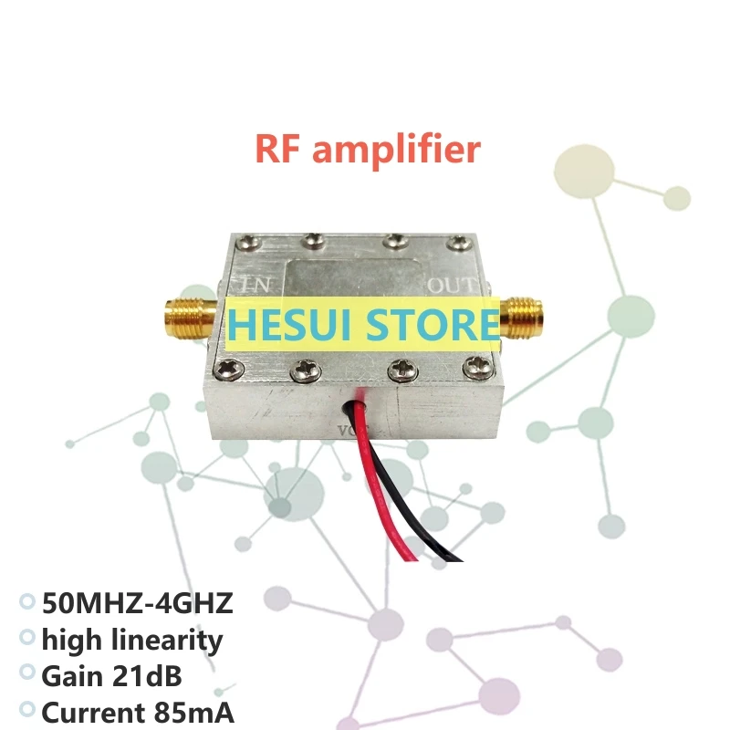 

Rf amplifier gain 21dB 50M-4000M High linearity current 85mA with cavity box