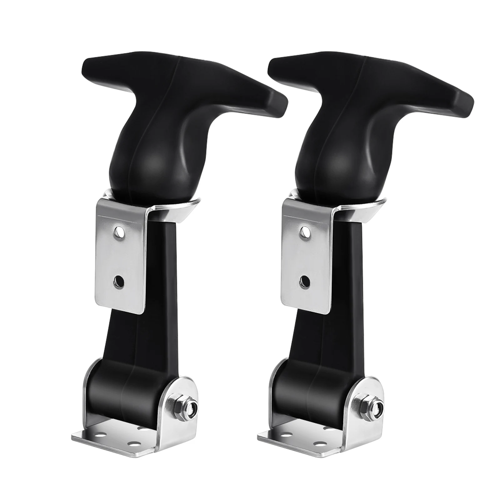 T-Handle Hasp Stainless Steel Rubber Hood Catch Flexible Hasp Hood Catch Draw Latches For Cart Tool Box 2pcs
