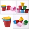 4 Pcs Galvanized Beach Bucket Child Children's Toys Kids Sand Iron Water Playthings 2