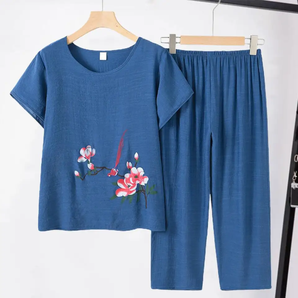 FOBEXISS Pigiama Floreale Donne 2 Pezzo Pigiameria Manica Lunga Stampa