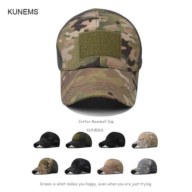 

KUNEMS Camo Baseball Cap for Men and Women Cotton Military Hat Outdoor Visor Sun Hats Summer Snapback Cap Hat Peaked Cap Unisex