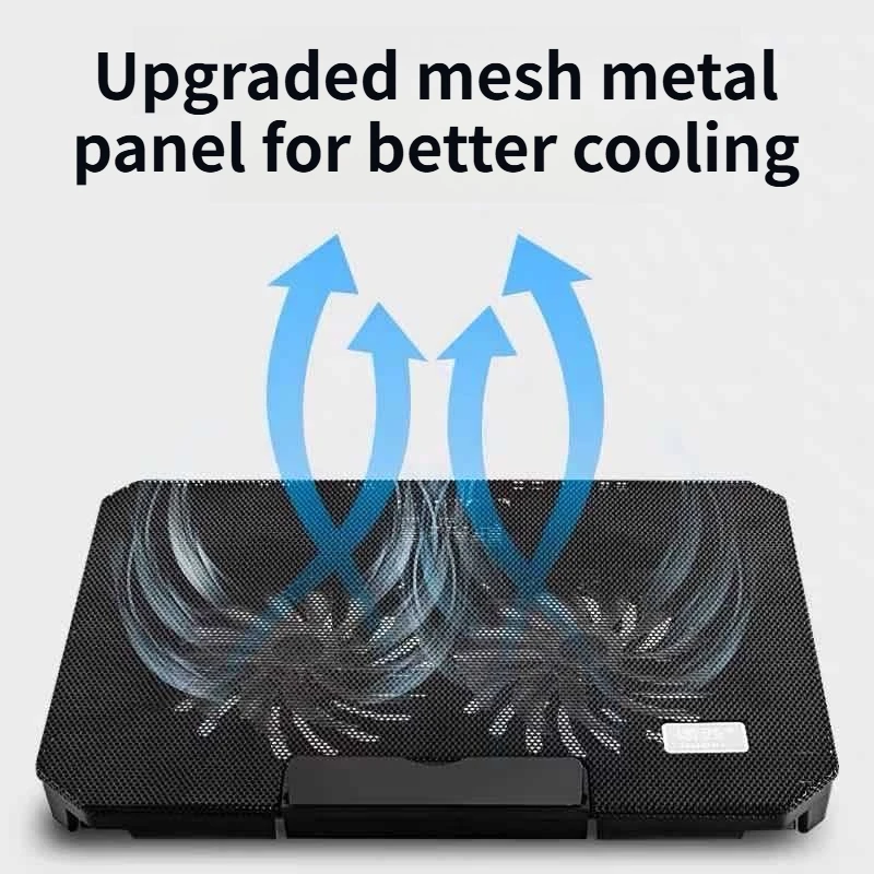 노트북 쿨링 패드, 12-17인치 노트북 쿨러 리프팅 브래킷 접이식 무소음 공냉식 데스크탑 컴퓨터 쿨링 베이스에 적합