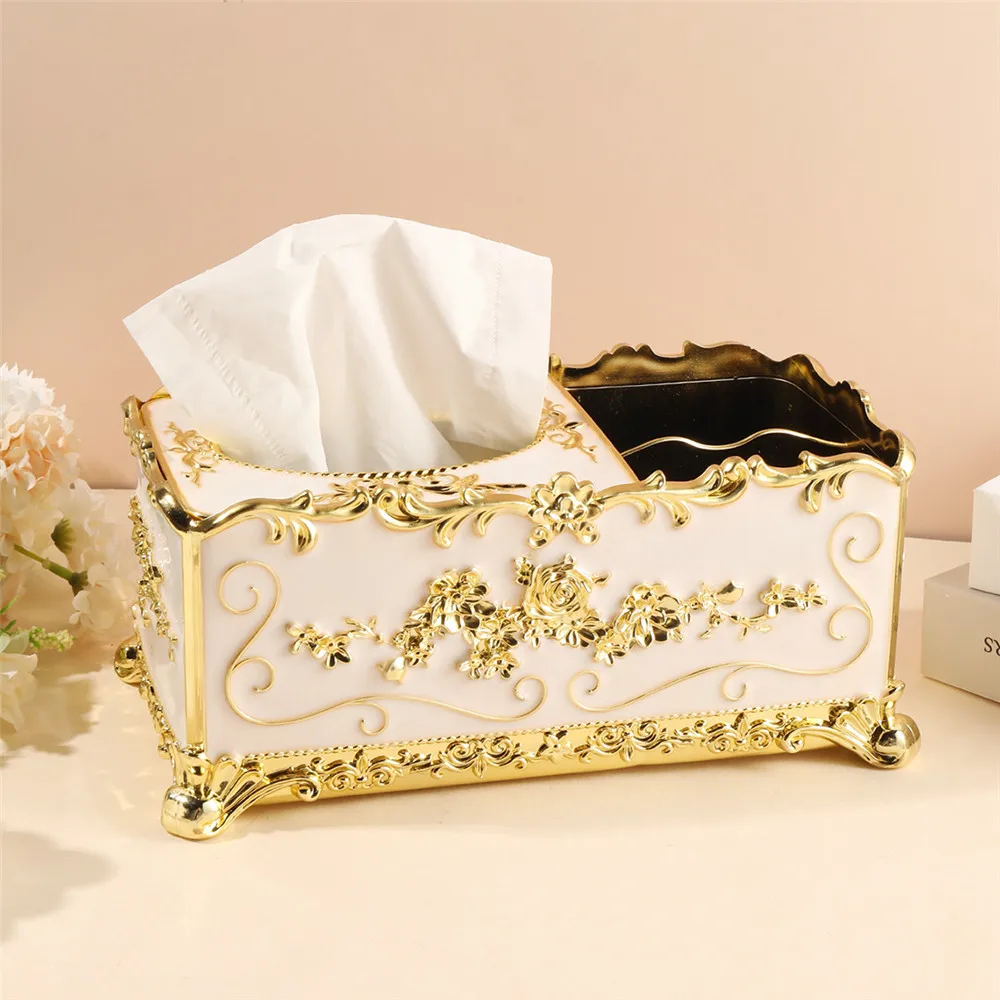 Multifunctional kitchen storage tissue box European creative living room drawer box desktop remote control napkin storage box 4
