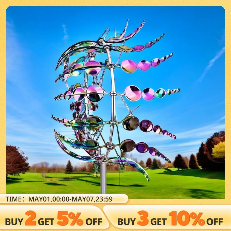 1pc Magical Kinetic Metal Windmill Spinner Unique Wind Powered Catchers Creative Patio Garden Lawn Outdoor Courtyard Decoration