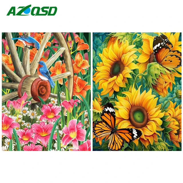 DIY diamond Painting blooming flowers full square round 5d diamond  embroidery sunflower mosaic kits Wall Picture For home Decor - AliExpress