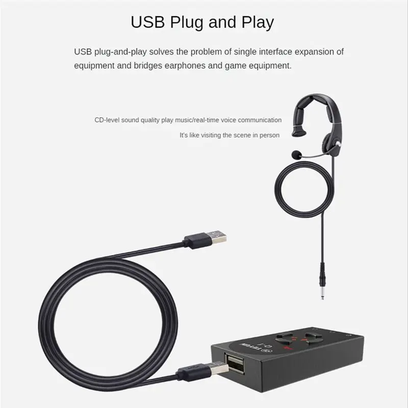 TEYUN 1Set Q1 USB7.1 외부 사운드 카드 데스크탑 컴퓨터 노트북 드라이버가 필요 없는 게임 사운드 카드 ABS+PVC