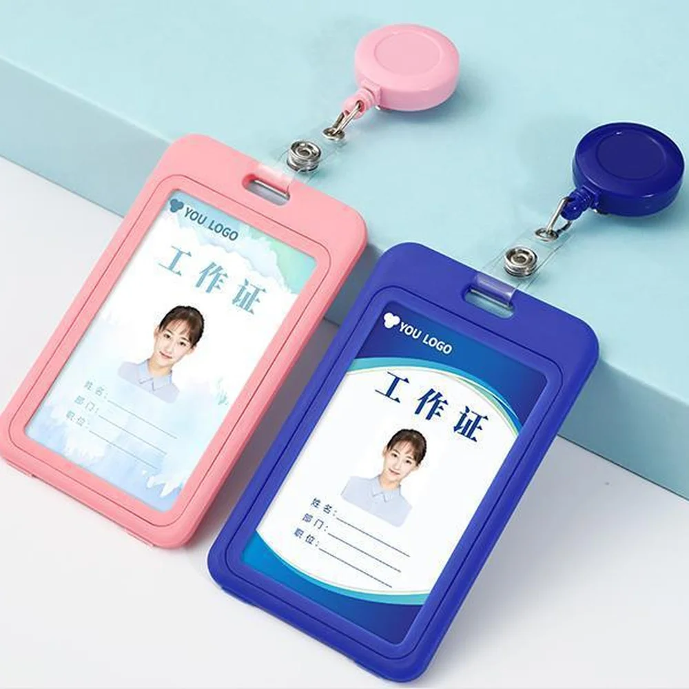 

Retractable ID Tag Clip Name Badge Holder Reel Business ID IC Pass Work Card Holder Vertical Horizontal Available