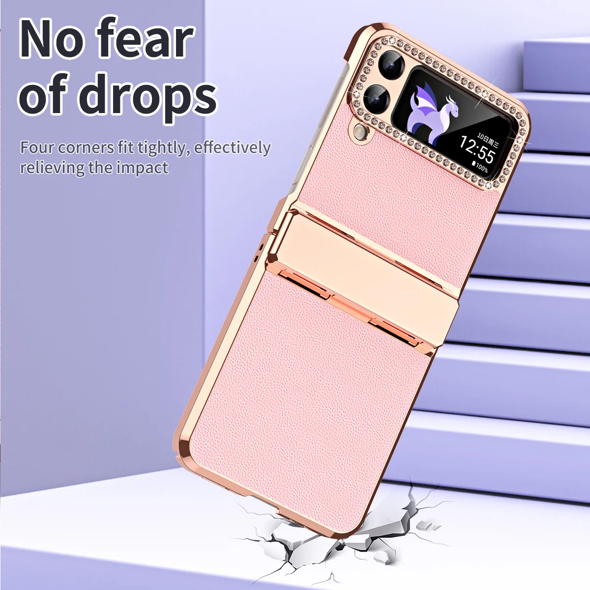 Fashion Bling Folding Case for Samsung Galaxy Z Flip 4 5 5G Flip5 Flip4 Flip3 Flip 3 Zflip4 Zflip5 5G Shockproof Leather Covers