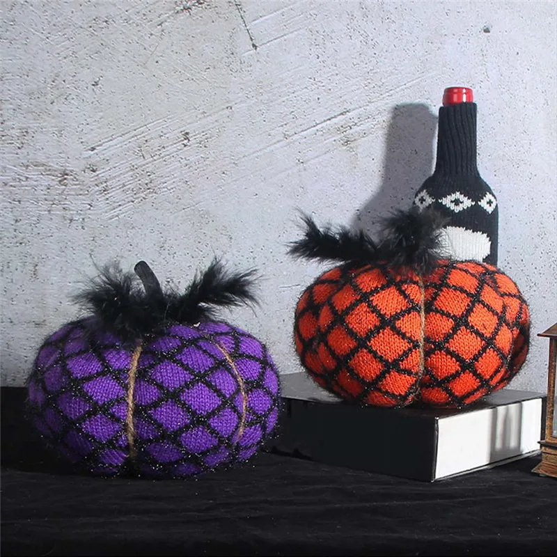 Fall Pumpkins Decor Mini Yarn Knitted Pumpkin Crafts Compact Size Autumn Table Centerpiece For Thanksgiving Halloween And Autumn