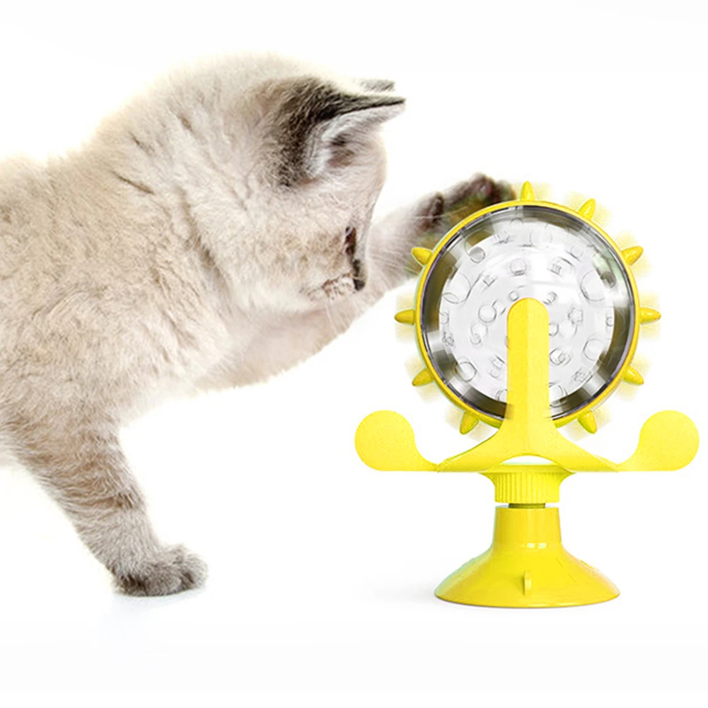 

Leakage Turntable Toys 360 Rotating Windmill Pet Cat Teasing Exercise Feed Device Suction Cup for Door Floor Wall