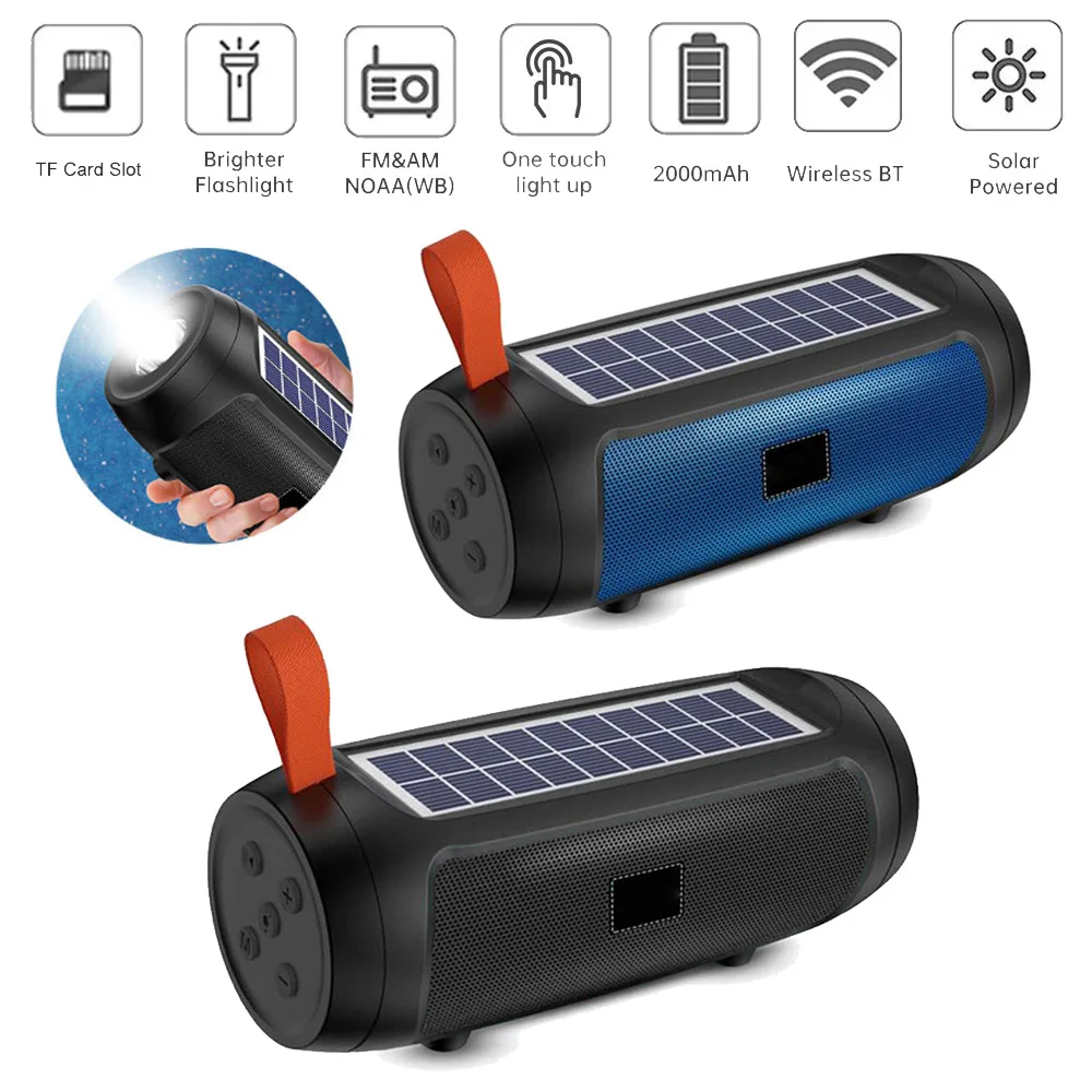 

Outdoor Speaker USB Portable Wireless Stereo Column Loudspeaker With Flashlight Hifi Music Box Bluetooth-compatible Speaker FM