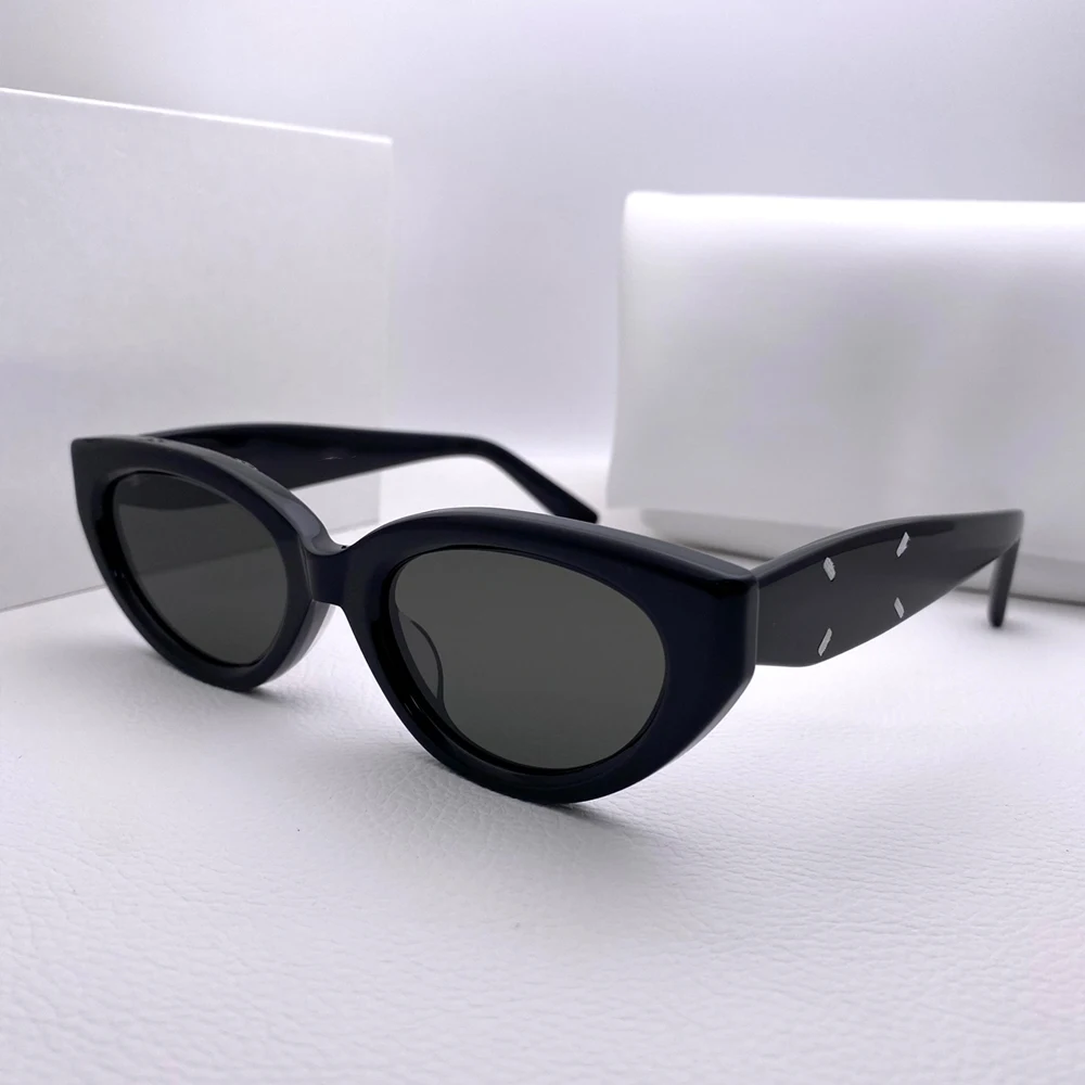 

Винтажные ацетатные очки для мужчин и женщин MM108, маленькие солнцезащитные очки «кошачий глаз» ручной работы, роскошные брендовые модные дизайнерские ретро-очки UV400