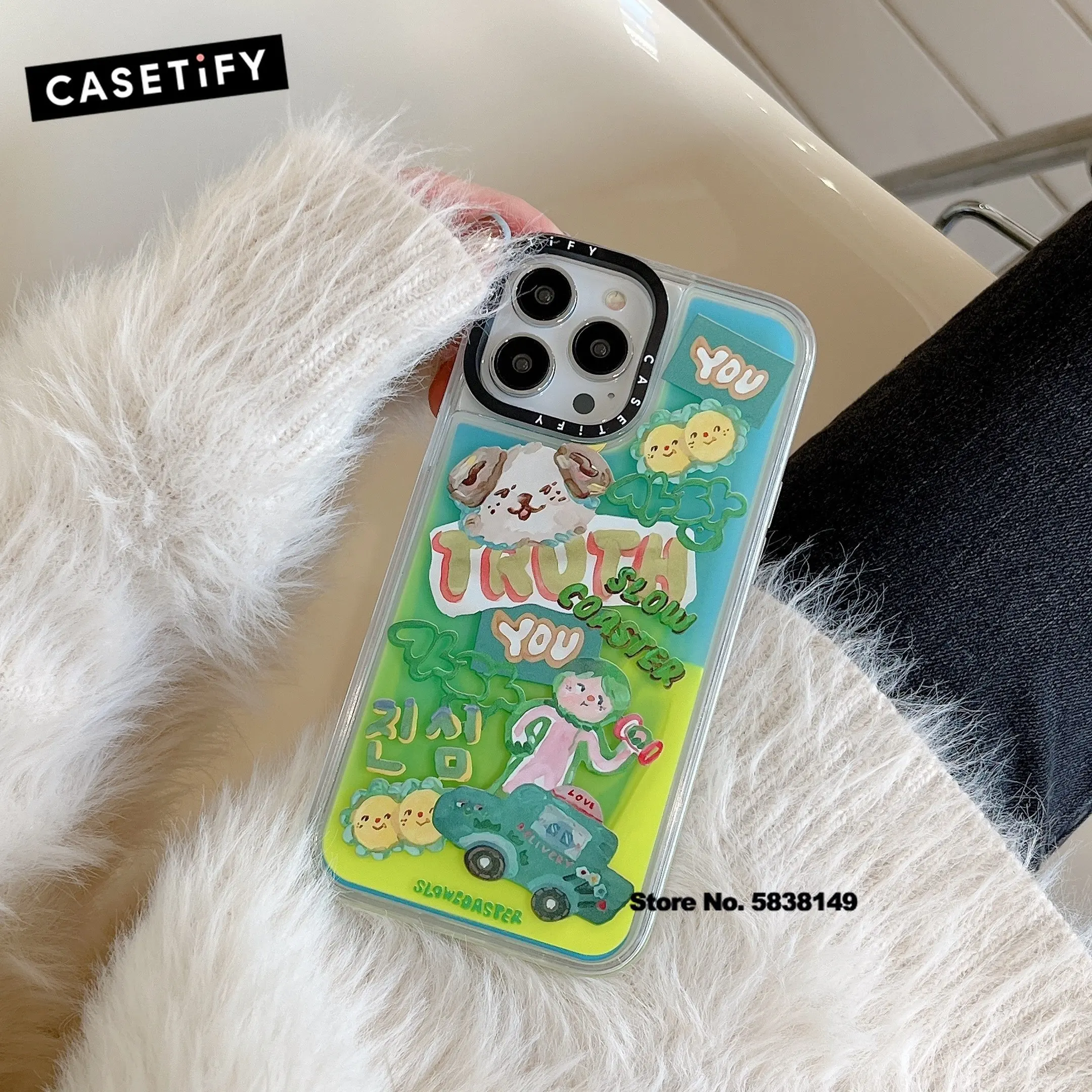 Casetify Ins Korean Cat and Dog Doll Graffiti Liquid Luminous Phone