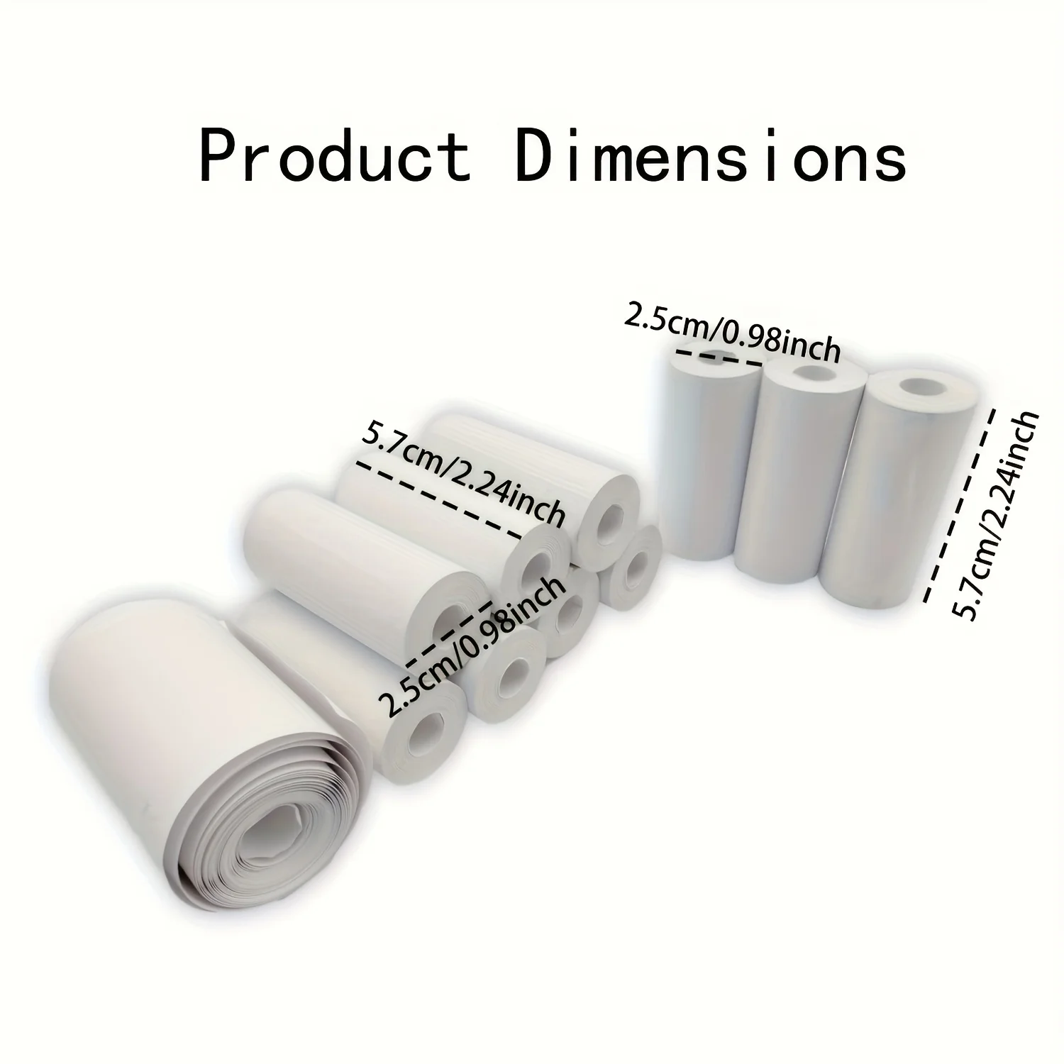 20롤 흰색 감열지, 57mm, 무광택 마감, 폴라로이드 카메라용, 미니 사진 인쇄 용지, 패턴 인쇄 롤 용지