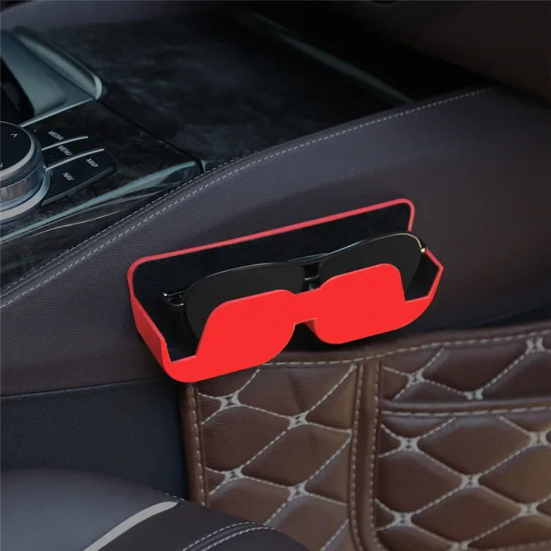 Porte-lunettes De Soleil Pour Voiture - Clip Avec Adhésif Puissant - Rangement Cartes, Tickets - Cuir PU Gris - 18,5x8,7x3 Cm
