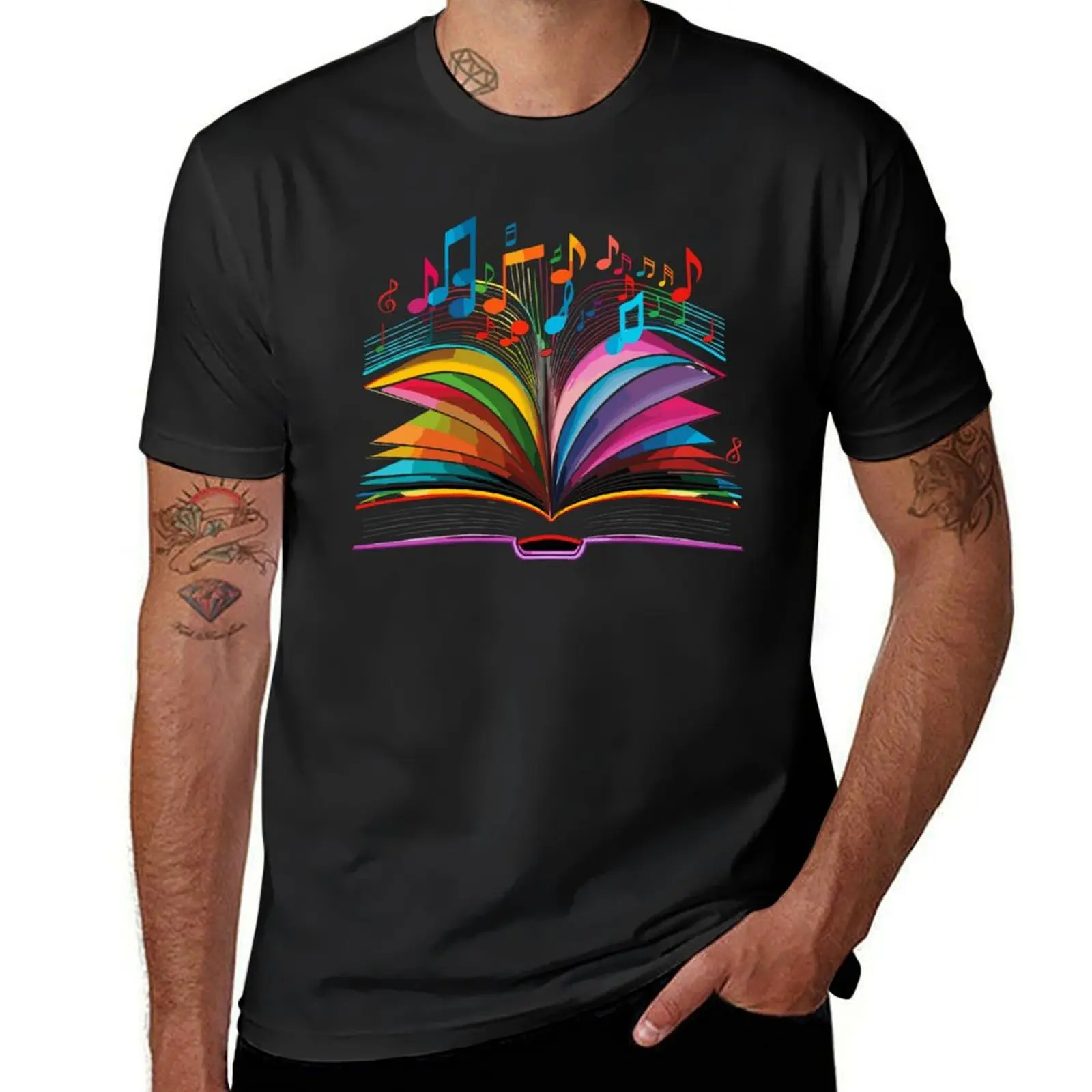 

Music book colourful music notes design T-Shirt cute clothes graphics Men's cotton t-shirt
