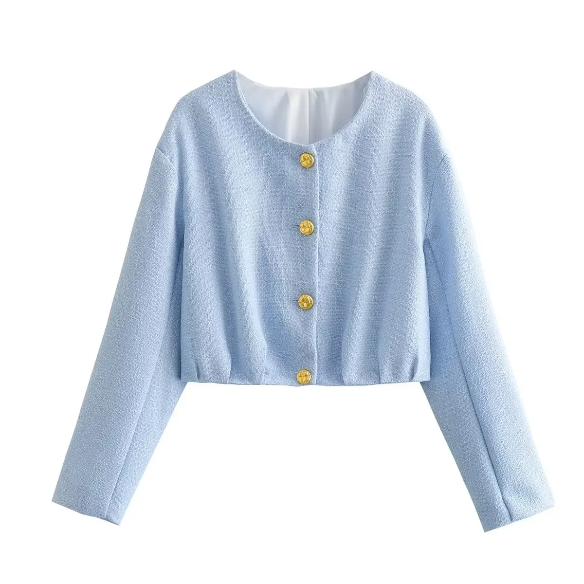 

Ladies Fashion Spring and Autumn Exquisite Short Coat Retro Long Sleeve O-neck Button Cardigan Chic Top