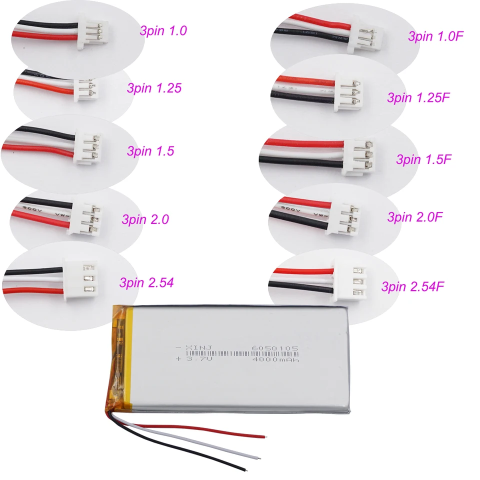 3.7V 4000mAh Li-Polymer Battery With Thermistor - 606090 Size For GPS, Tablets, PSP