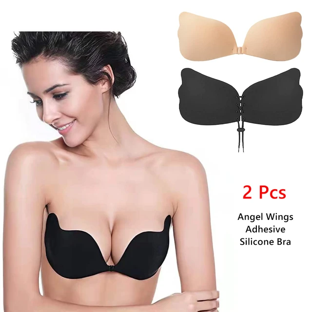 Adhesive Bra Strapless Sticky Invisible Push up Silicone Bra for Backless  Dress with Nipple Covers(2 pcs) 