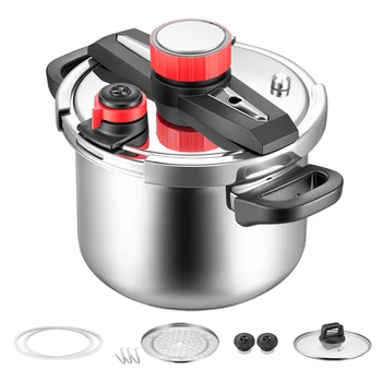 SucceBuy 6.3 8 10 12 Qt Pressure Cooker Stainless Steel Pressures Canner with Steaming Rack Tempered Glass Lid for Meat, Beans, 1