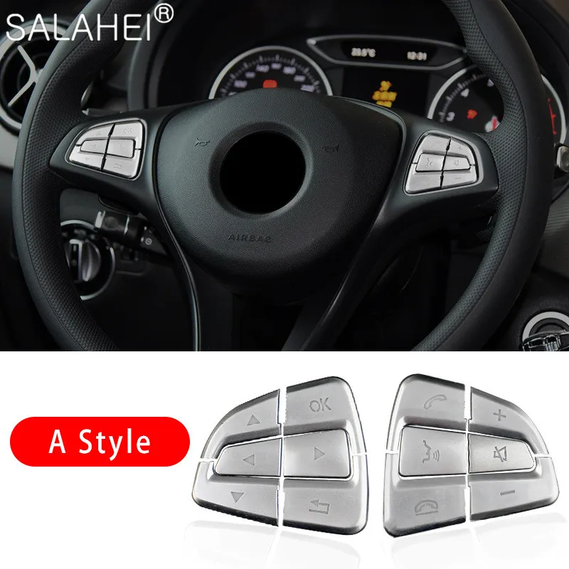 

Car Steering Wheel Button Cover Decorative Sticker Interior Trim For Mercedes Benz C Class GLC CLA GLA 2015-2018 Auto Accessory