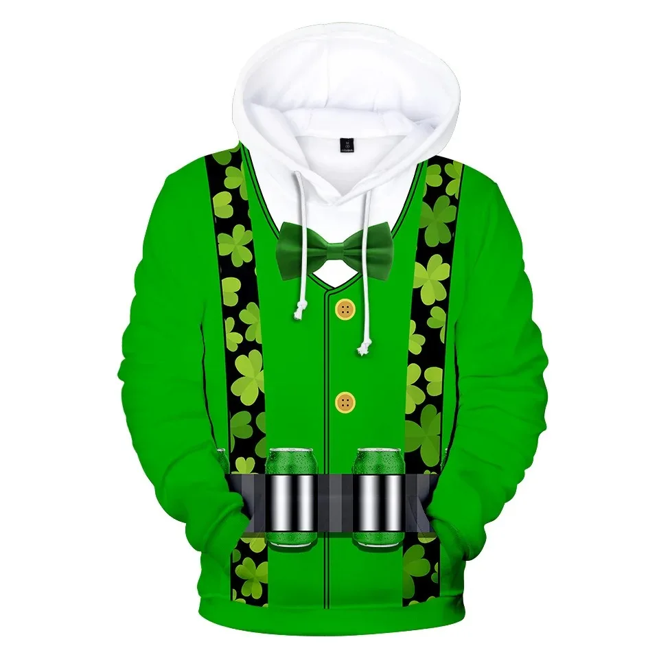 

3D Print Long Sleeve Sweatshirt for Men and Women, St Patrick Day, Harajuku Polyester and Cotton Jacket, Anime Hip Hop 2024