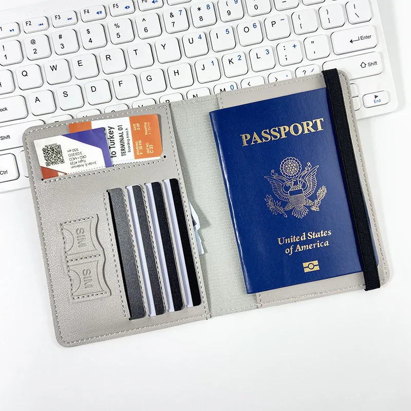 Portafoglio in Pelle per Passaporto, Accessorio Multifunzione, Custodia Protettiva, Porta Documenti da Viaggio per Donne/Uomini - immagine 5